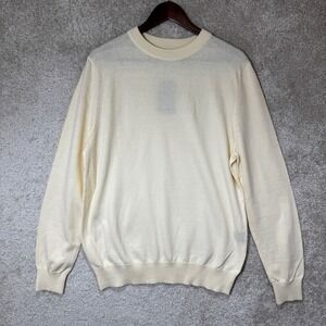 JEFF Mens XL Dove White Lightweight Crewneck Sweater Cotton Blend NWT Nordstrom